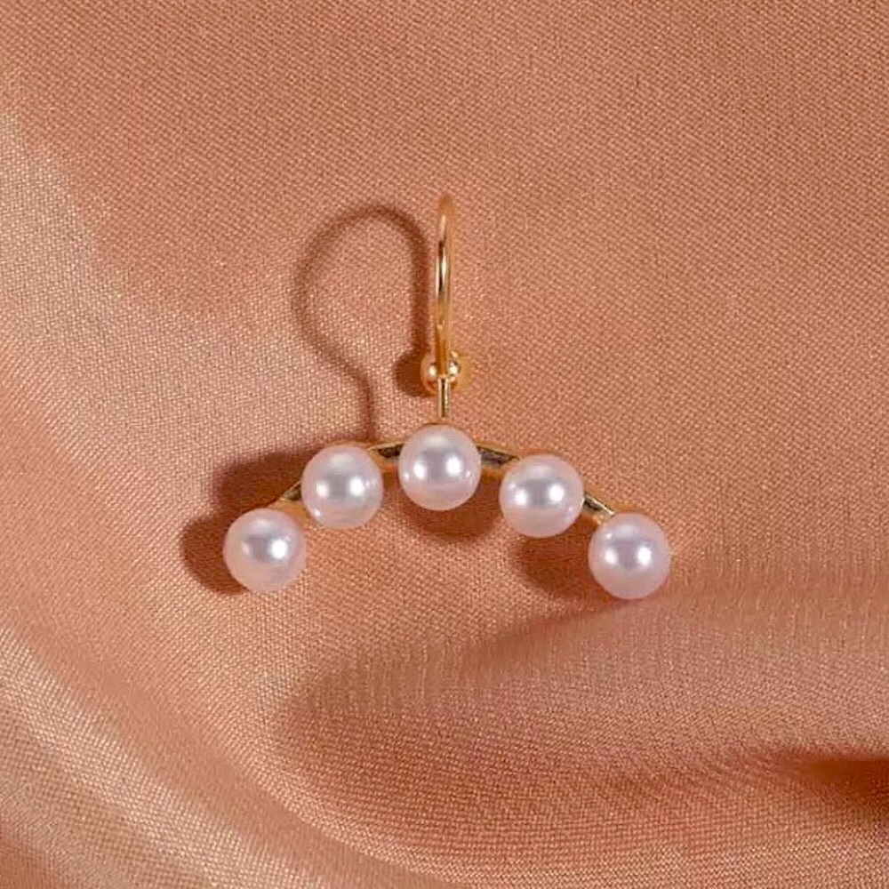 ⚜️[𝟯/$𝟭𝟴]⚜️Pearl Pave Gold Simple Cuff Earring NEW - Picture 6 of 8